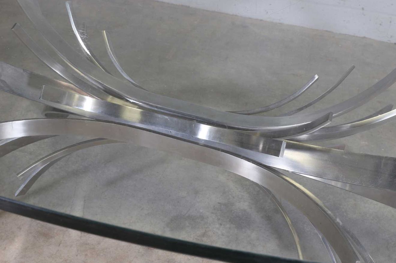 Maria Pergay Gerbe Dining Table   Rare Horizontal Variation, Stainless Steel, France C.1970 photo vinterior