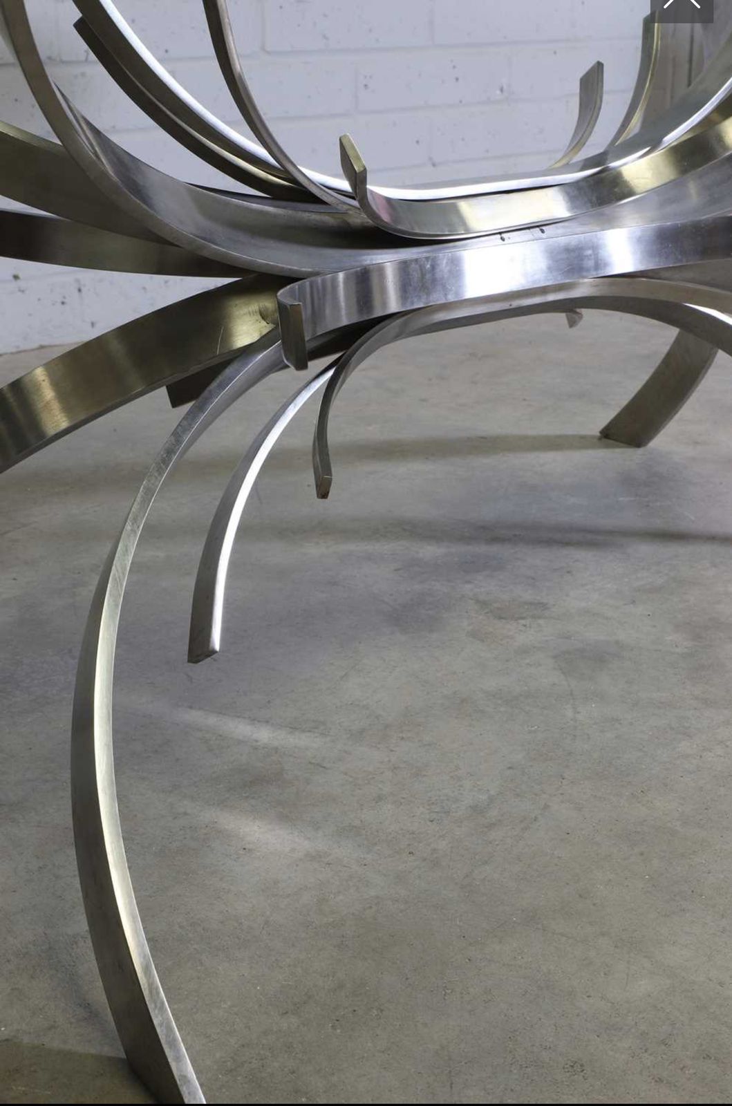 Furniture Maria Pergay Gerbe Dining Table   Rare Horizontal Variation, Stainless Steel, France C.1970 photo