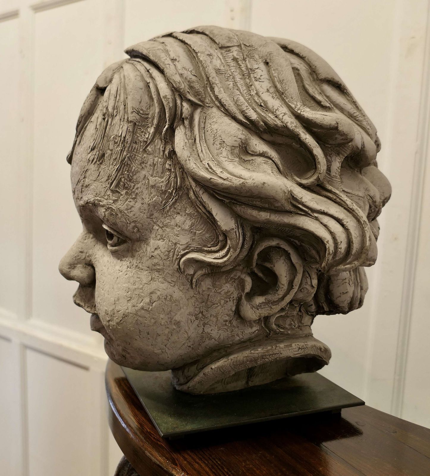 Large Clay Bust Of A Child By Philippe Seené, Set On Bronze This Is An Exquisite Life photo for sale