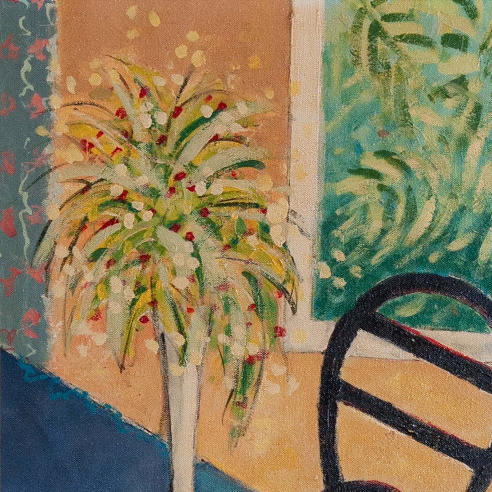 Interieur Stilleven Met Vaas En Stoel   Midden 20e Eeuw   Gesigneerd photo Kunst