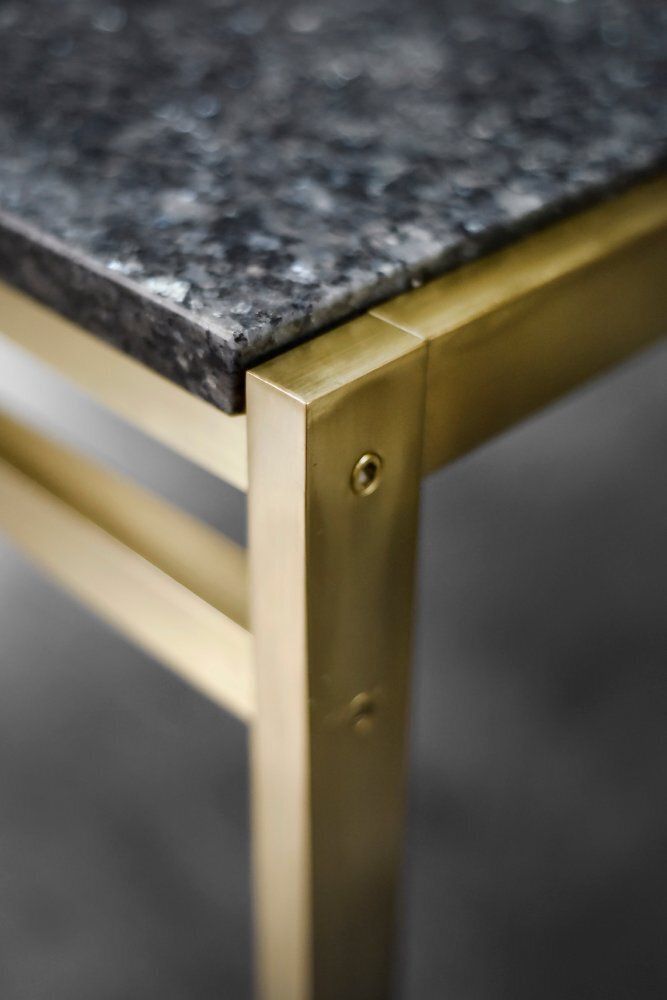 Mid Century Italian Modern Brass Coffee Table With Stone Top, 1970s photo 1483.0
