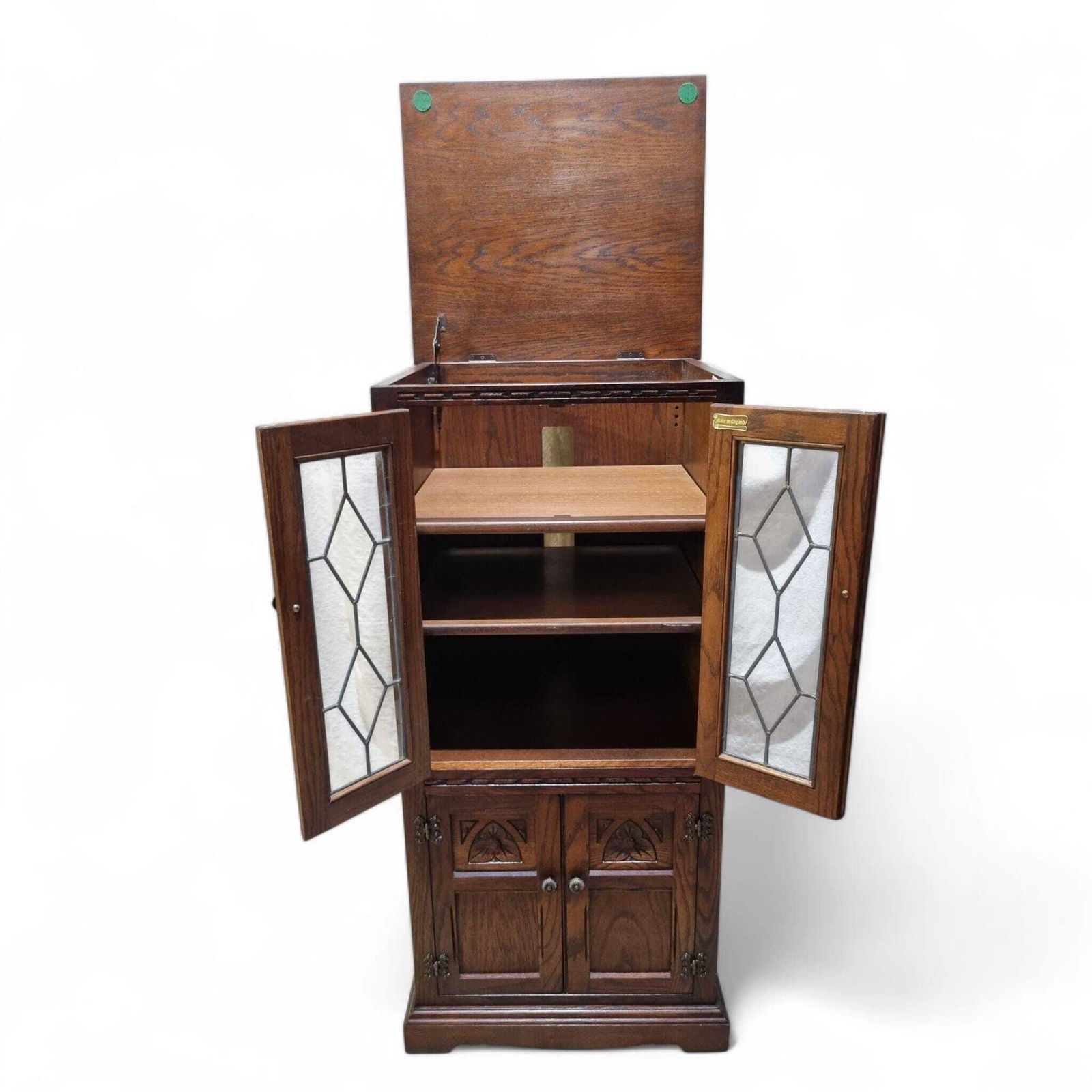 Vintage Old Charm Wood Bros Hi Fi Cabinet / C.1970 / Tudor Brown photo vintage