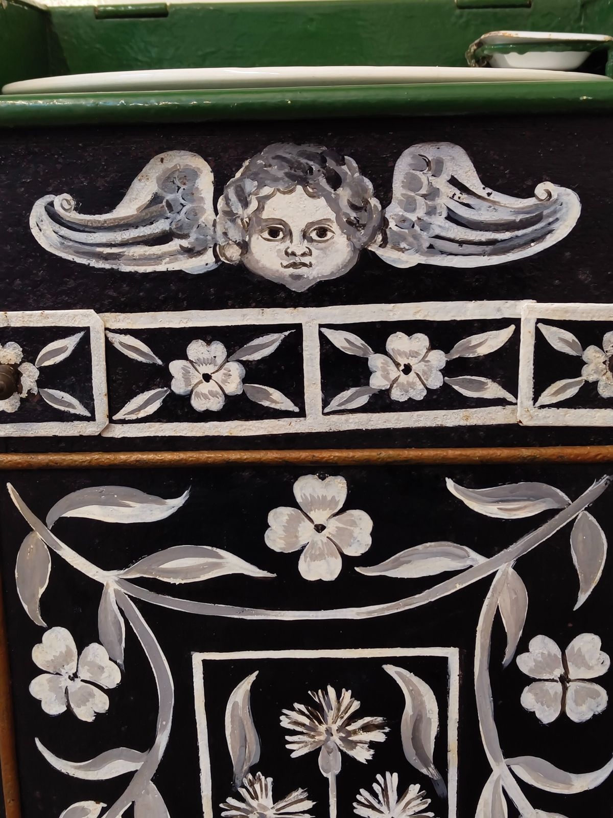 Antique Belle Epoque Era French Hand Painted Toleware Vanity Stand photo buy