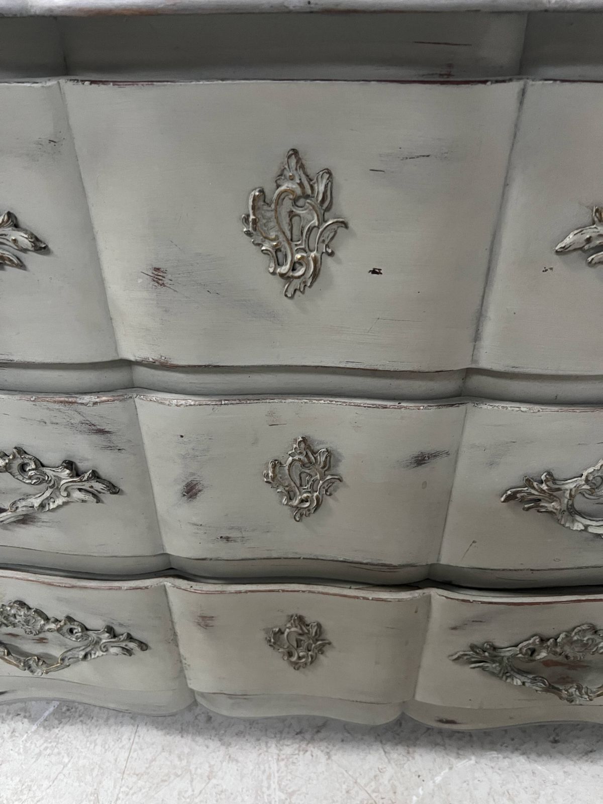 photo for sale Louis XV Style Serpentine Commode In Patinated Oak, 20th Century