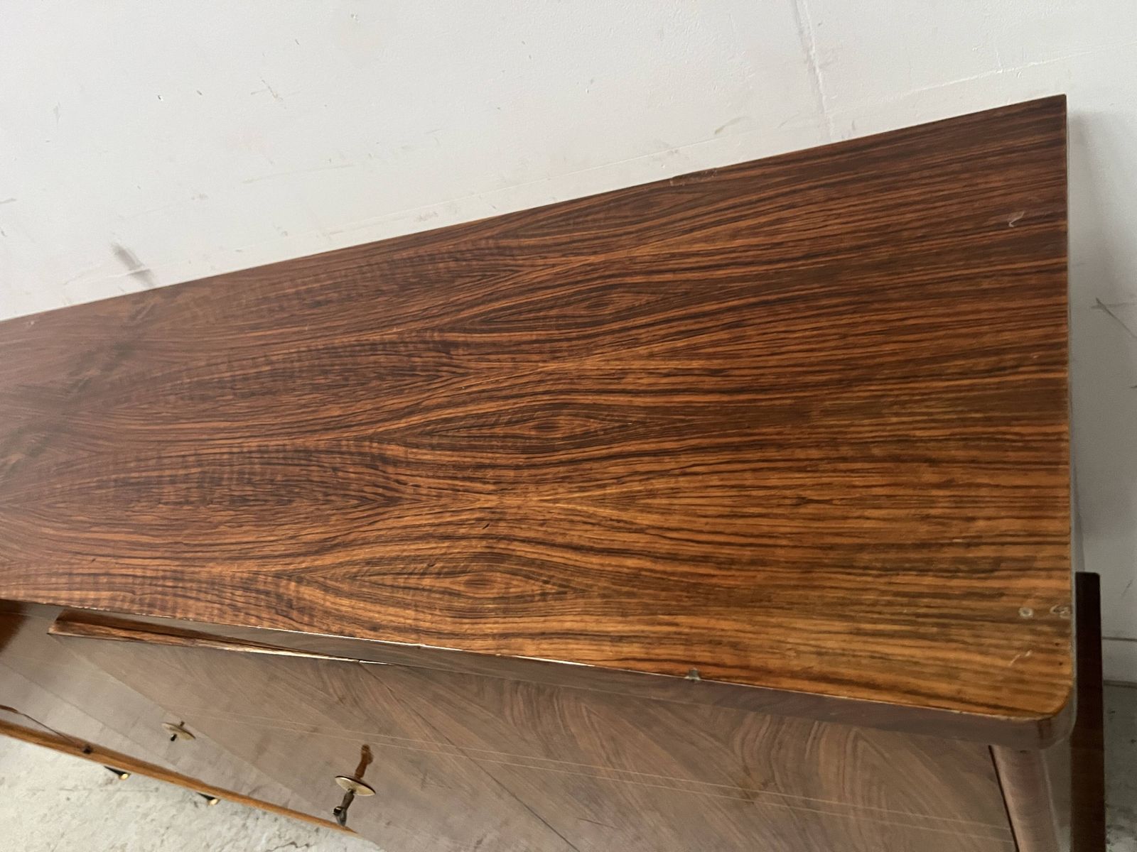 photo for sale Scandinavian Sideboard In Veneered Wood With Iron Legs, 20th Century