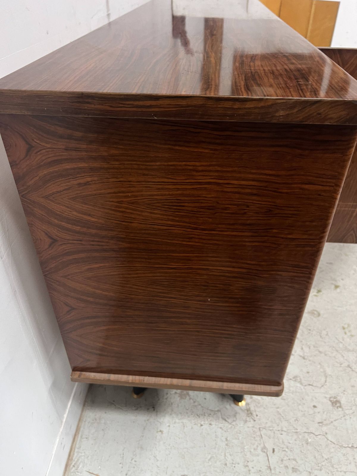 photo buy Scandinavian Sideboard In Veneered Wood With Iron Legs, 20th Century