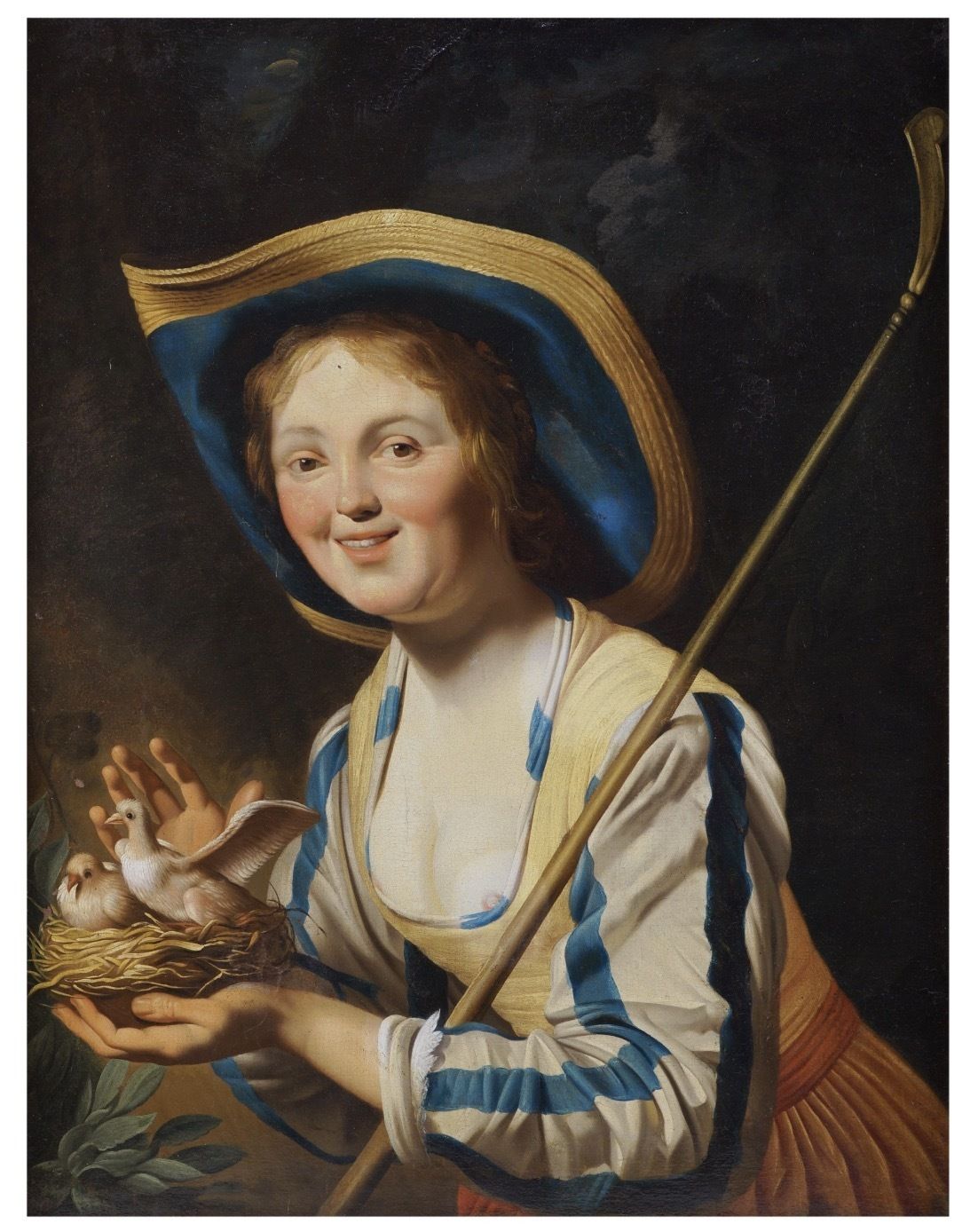 Gerrit Van Honthorst (Follower), Shepherdess With A Bird's Nest – 18th Century photo furniture