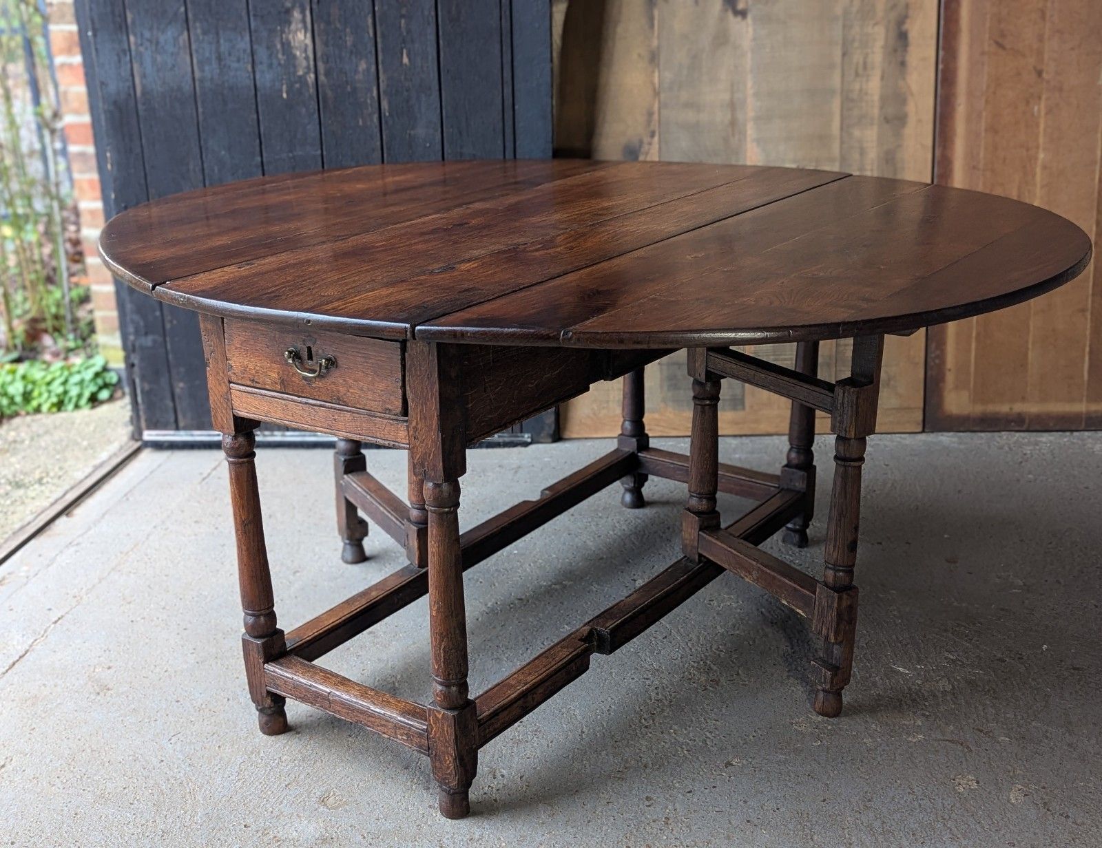 photo buy Antique Provincial Country Oak Gateleg Dining Table (Delivery Available) 18thc 6