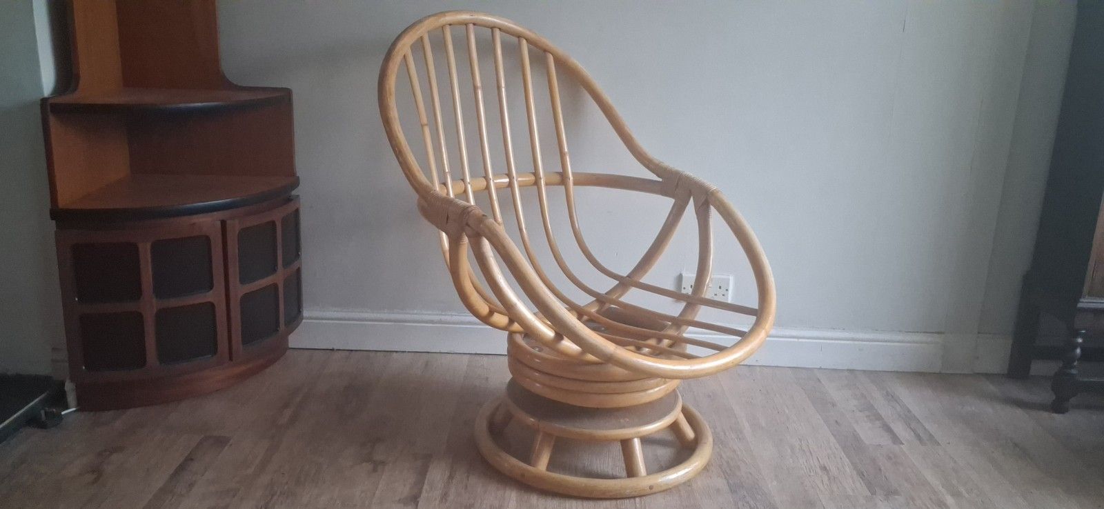 Furniture Original 1970's Angraves "Invincible" Mid Century Bamboo Swivel Armchair photo