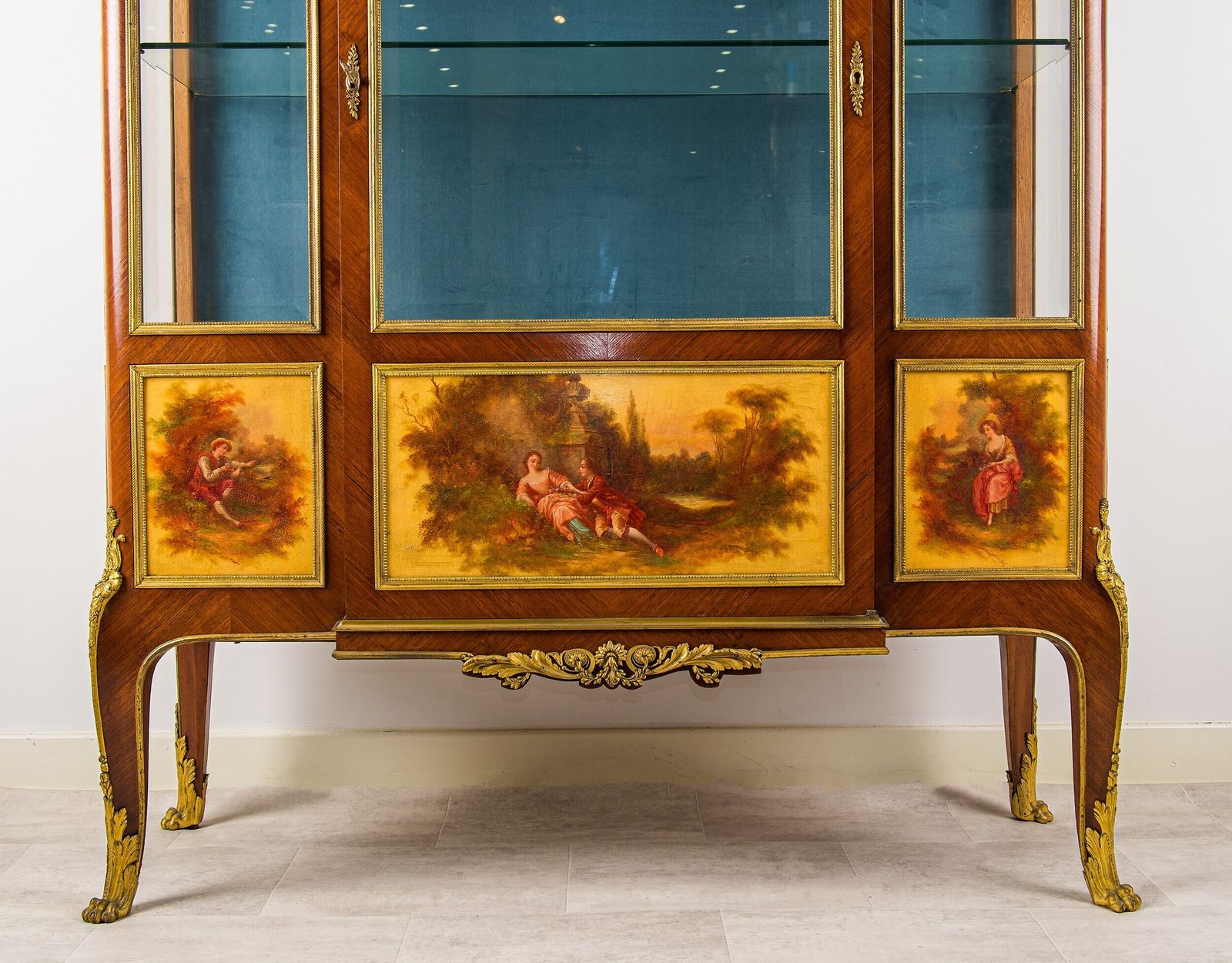 Exceptional French Kingwood Vernis Martin & Ormolu Mounted Vitrine Cabinet   In The Manner Of François Linke photo Furniture