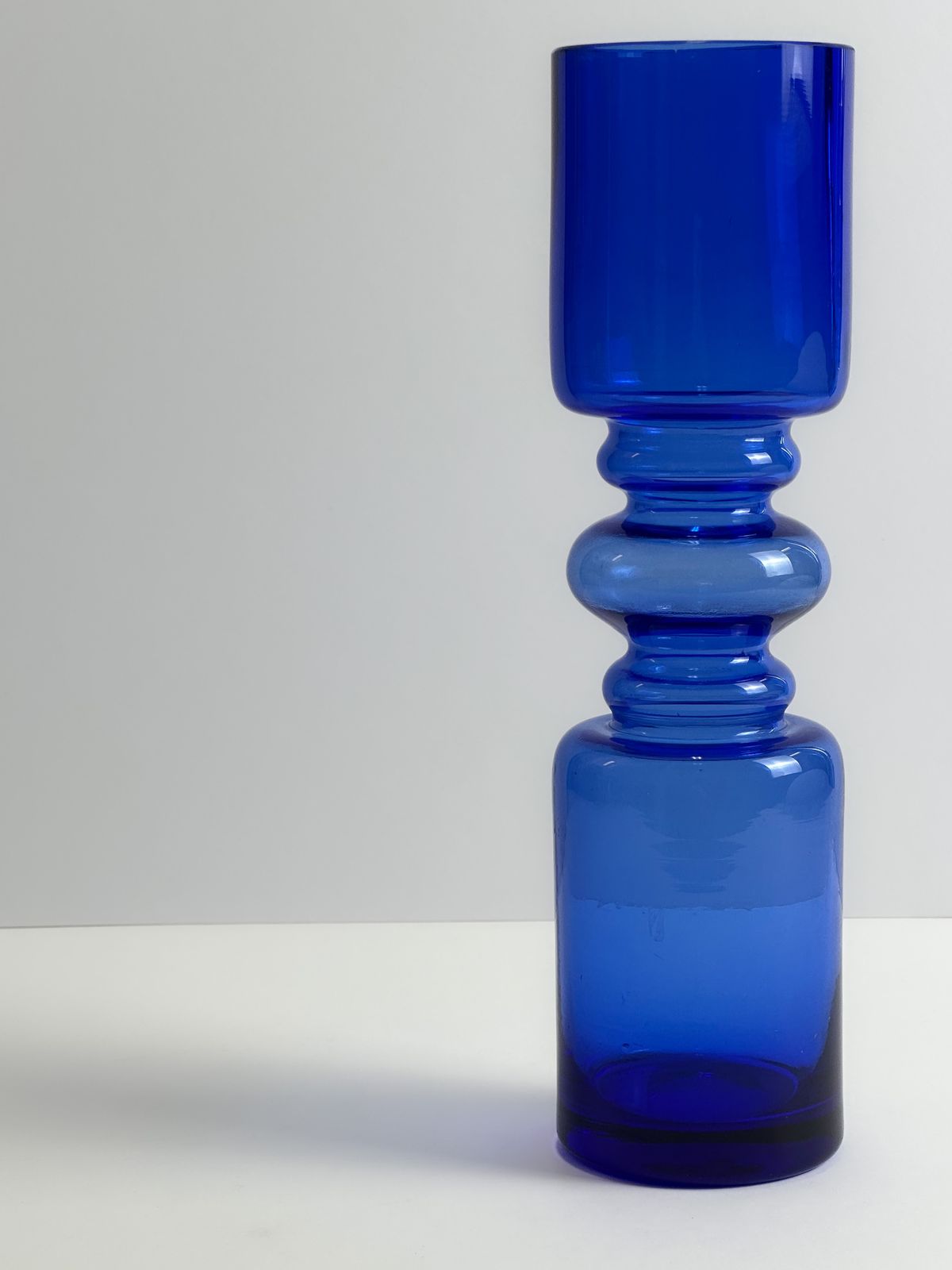 photo furniture Cobalt Blue Hooped Glass Vase, Scandinavian Style, Romania, 1970s