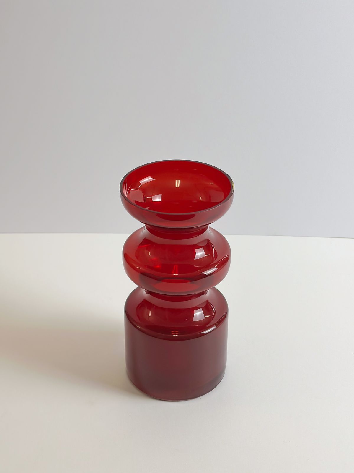 1960s Swedish Red Glass Vase By Per Olof Ström For Alsterfors photo for sale