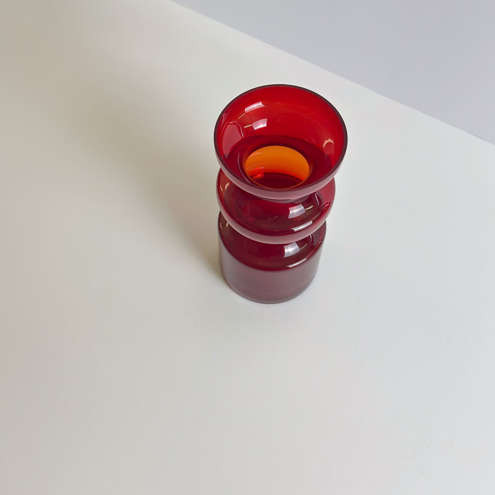 1960s Swedish Red Glass Vase By Per Olof Ström For Alsterfors photo buy