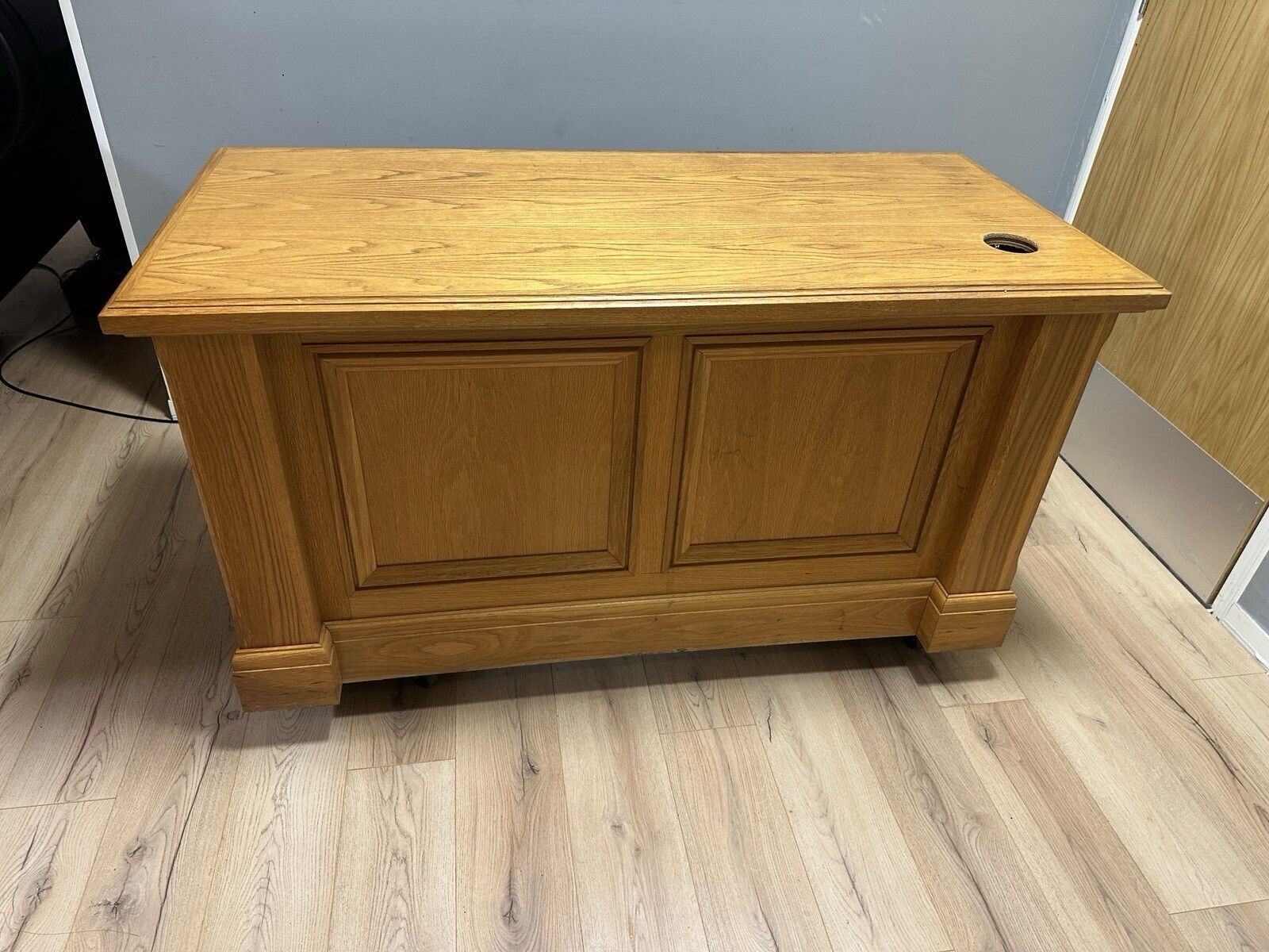Impressive Straight Oak Executive Pedestal Captains Bankers Partners Desk #40 photo furniture