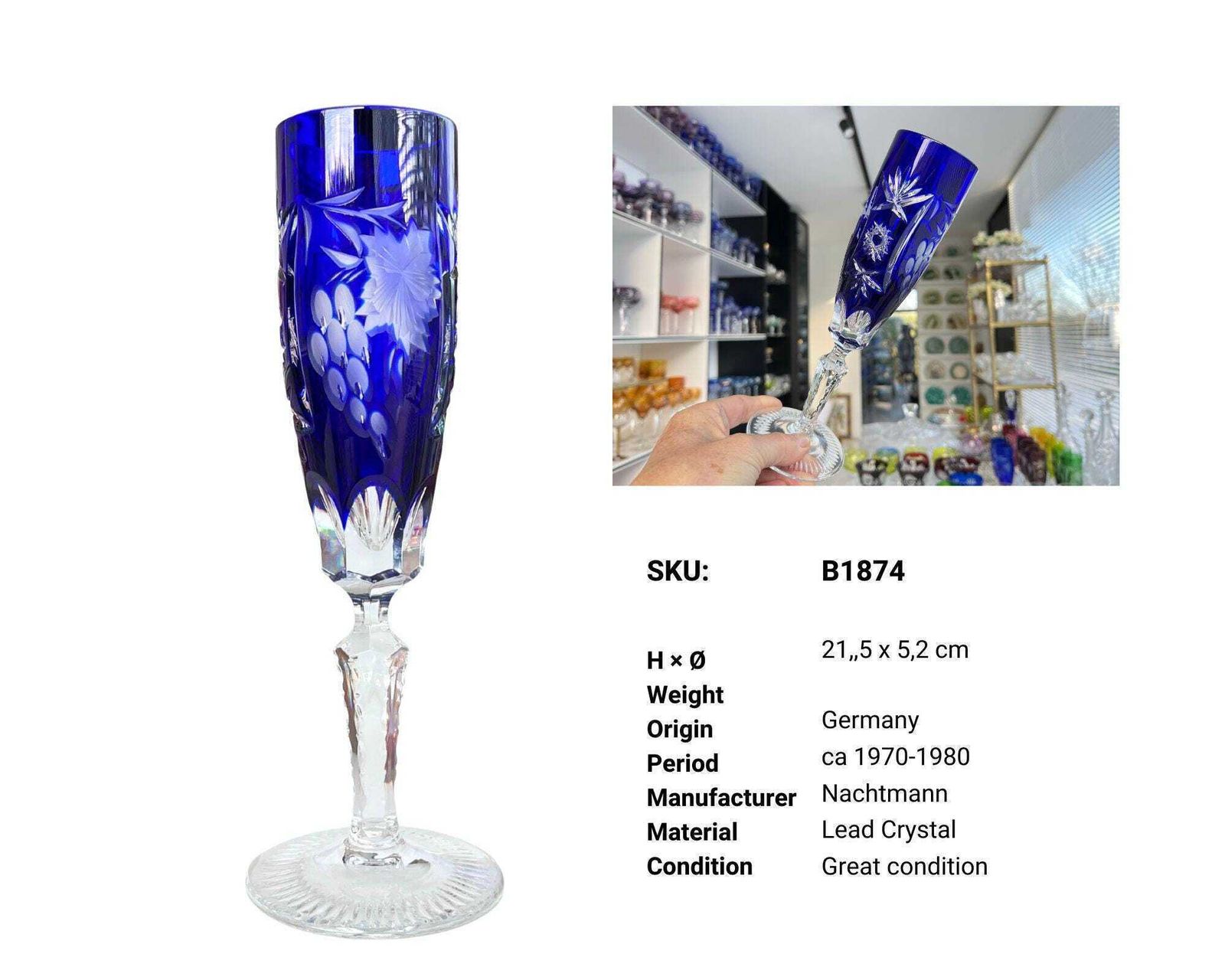 Blauwe Kristallen Champagnefluiten | 2 Stuks | Nachtmann Grapes (Traube) photo 255.0