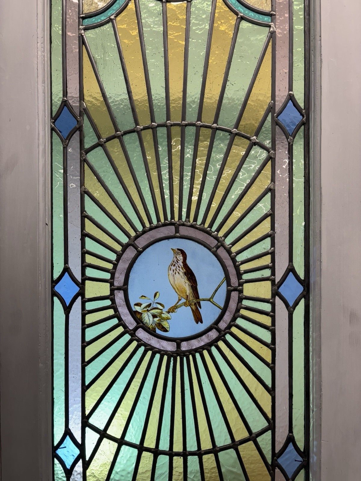 4543.0 Antique Stained Glass French Doors Period Reclaimed Edwardian Art Deco Leaded photo