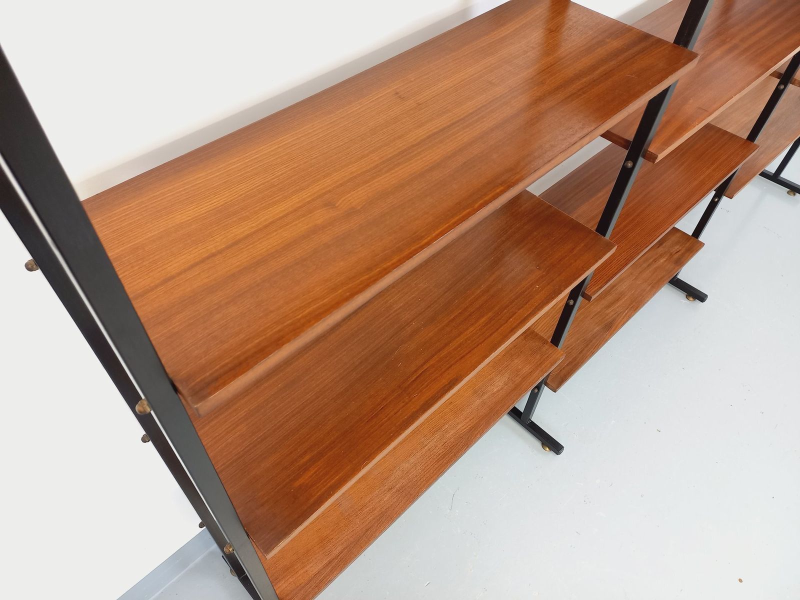 Modular Triple Italian Bookcase In Teak And Metal photo 2886.0