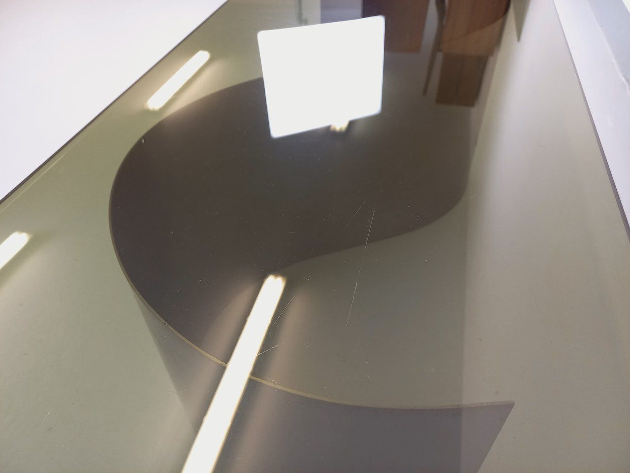Furniture Rectangular Space Age Coffee Table From The 1970s, Made Of Steel And Smoked Glass photo