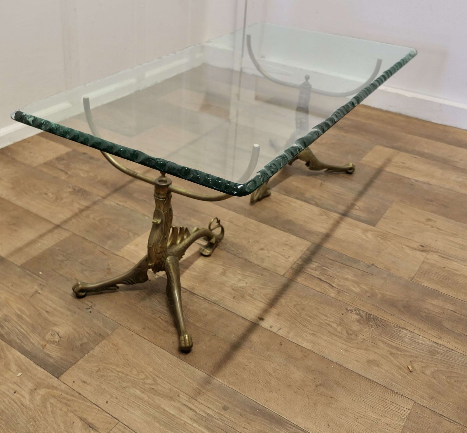 Mid Century Brass And Glass Coffee Table, By Jean Danial Salvat photo furniture