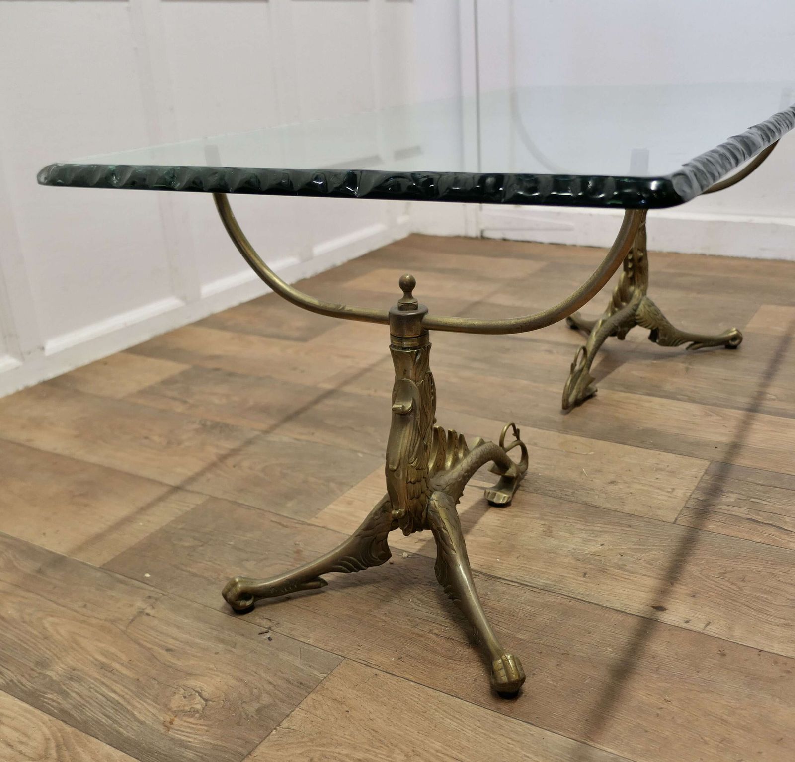 Mid Century Brass And Glass Coffee Table, By Jean Danial Salvat photo Furniture