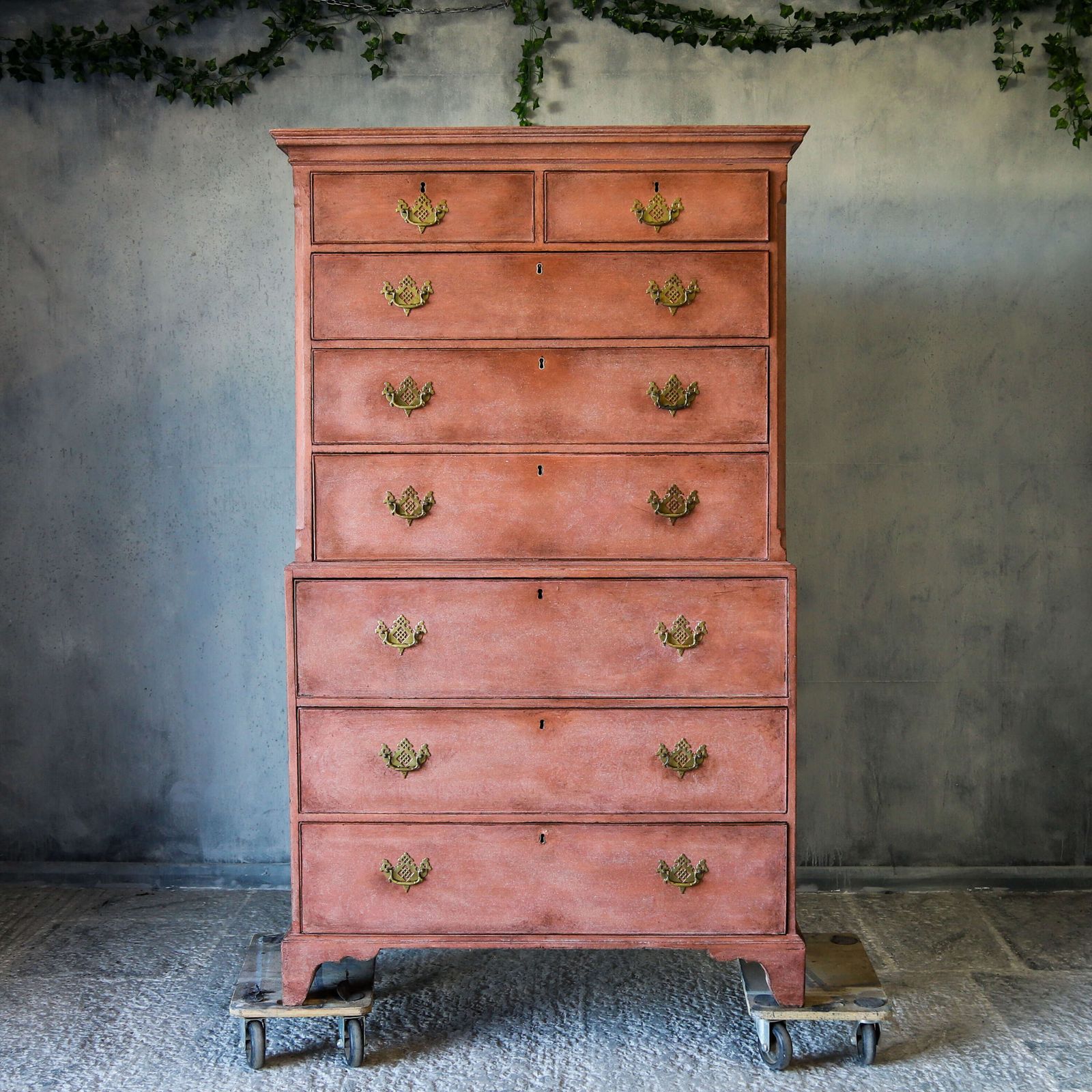 18th Century Georgian Period   George III Painted Mahogany Chest On Chest With Secretaire photo furniture