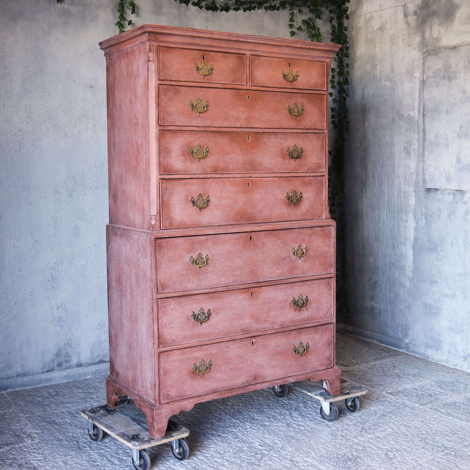 18th Century Georgian Period   George III Painted Mahogany Chest On Chest With Secretaire photo for sale