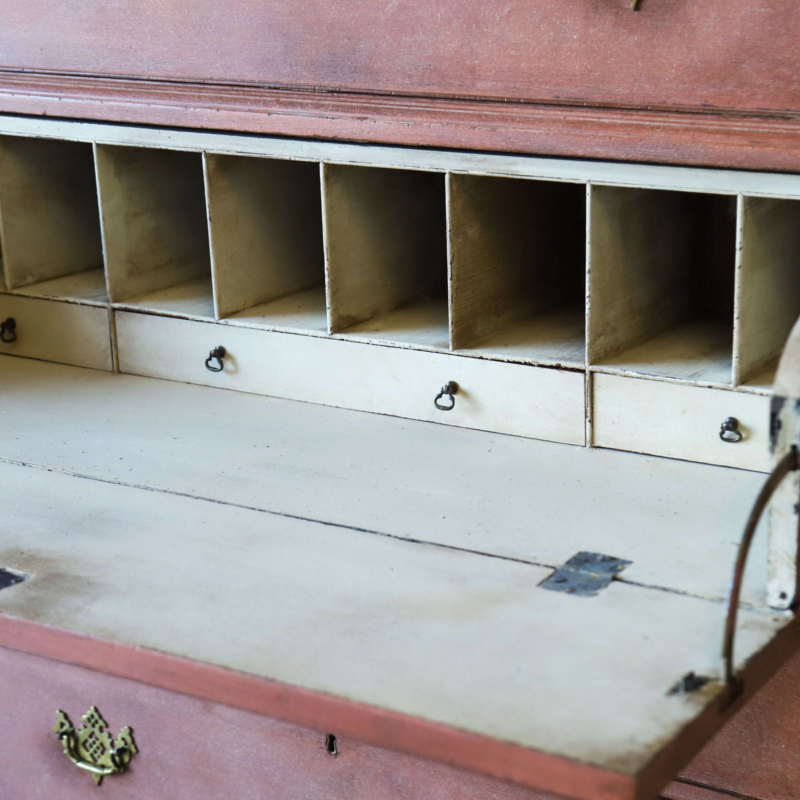 photo for sale 18th Century Georgian Period   George III Painted Mahogany Chest On Chest With Secretaire
