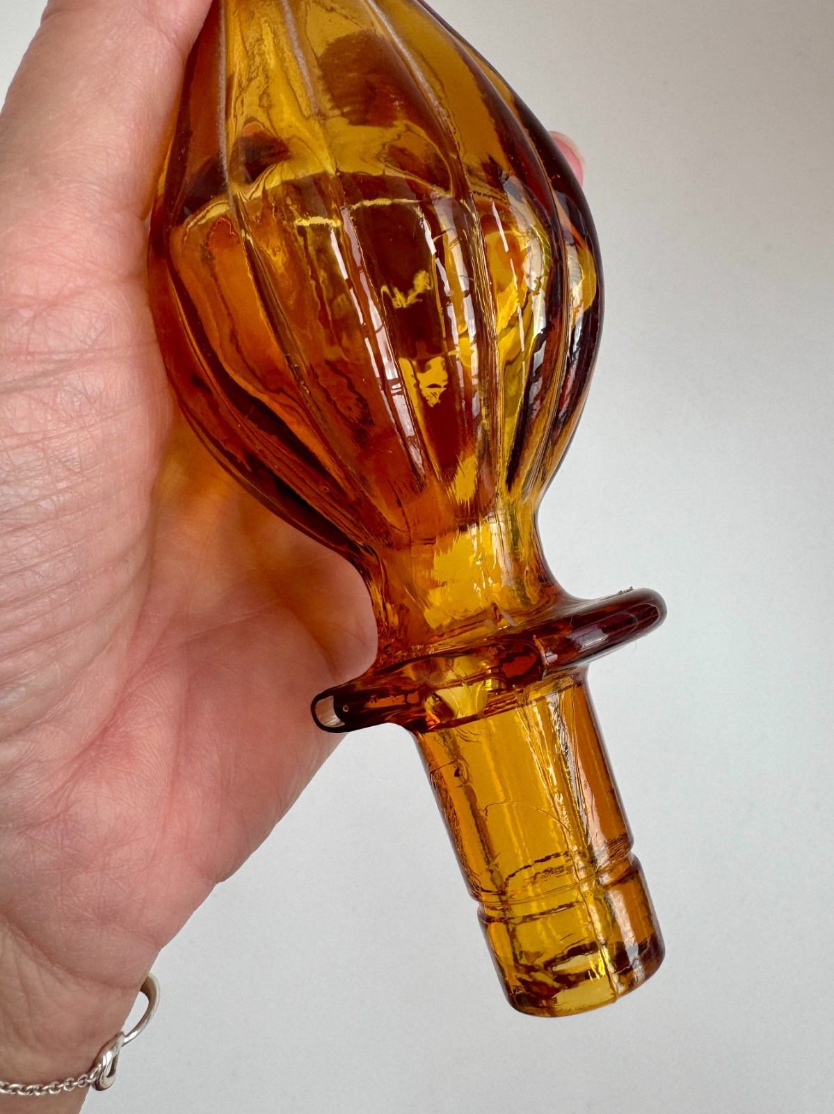 Home Decor Xl Amber Glass Empoli Genie Bottle With Stopper (Slightly Damaged) 67cm A/F photo