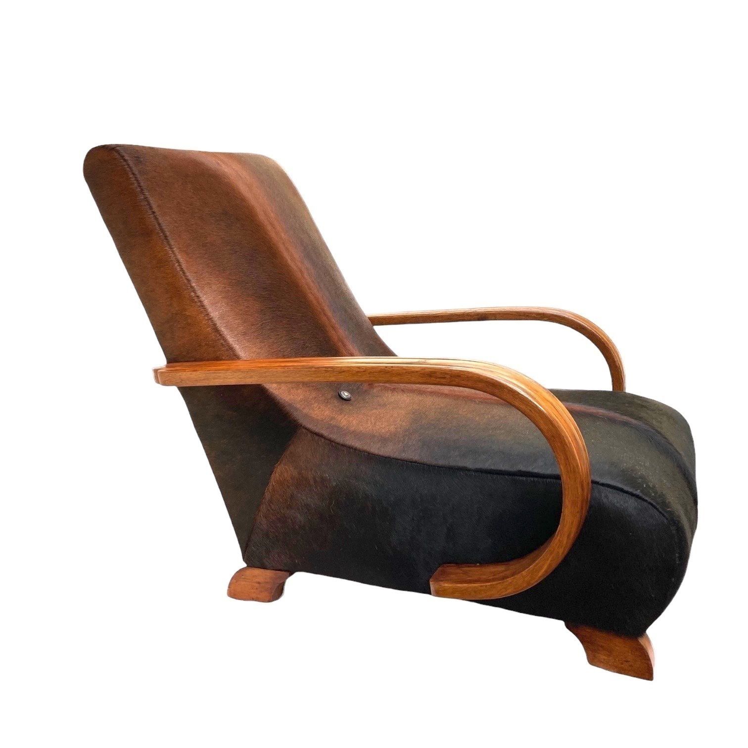 Art Deco Bentwood Armchair Chair Fully Restored And Upholstered In South American Cowhide photo for sale