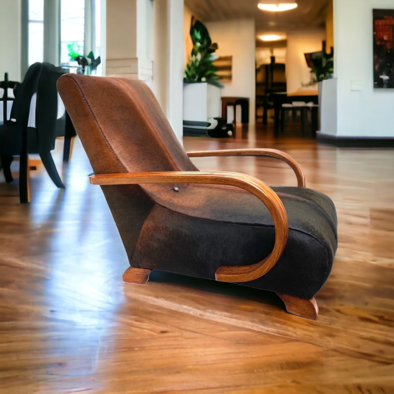 Art Deco Bentwood Armchair Chair Fully Restored And Upholstered In South American Cowhide photo buy
