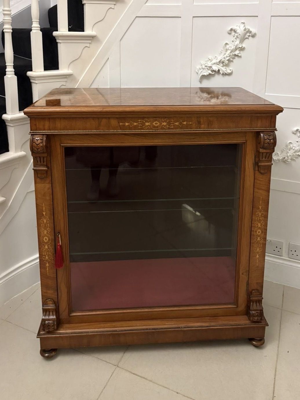 Attractive Antique Mid 19th Century Inlaid Mahogany Display Cabinet