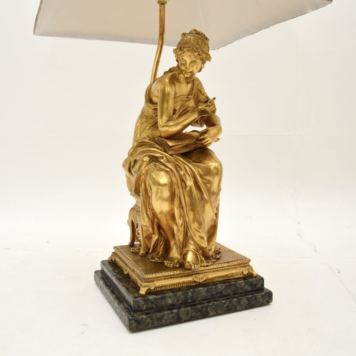 Pair Of Antique Victorian Gilt Bronze Table Lamps photo for sale