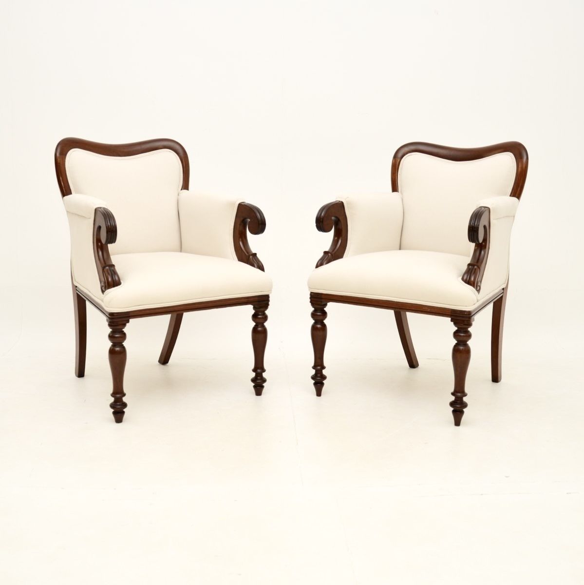 Pair Of Antique William IV Period Mahogany Armchairs