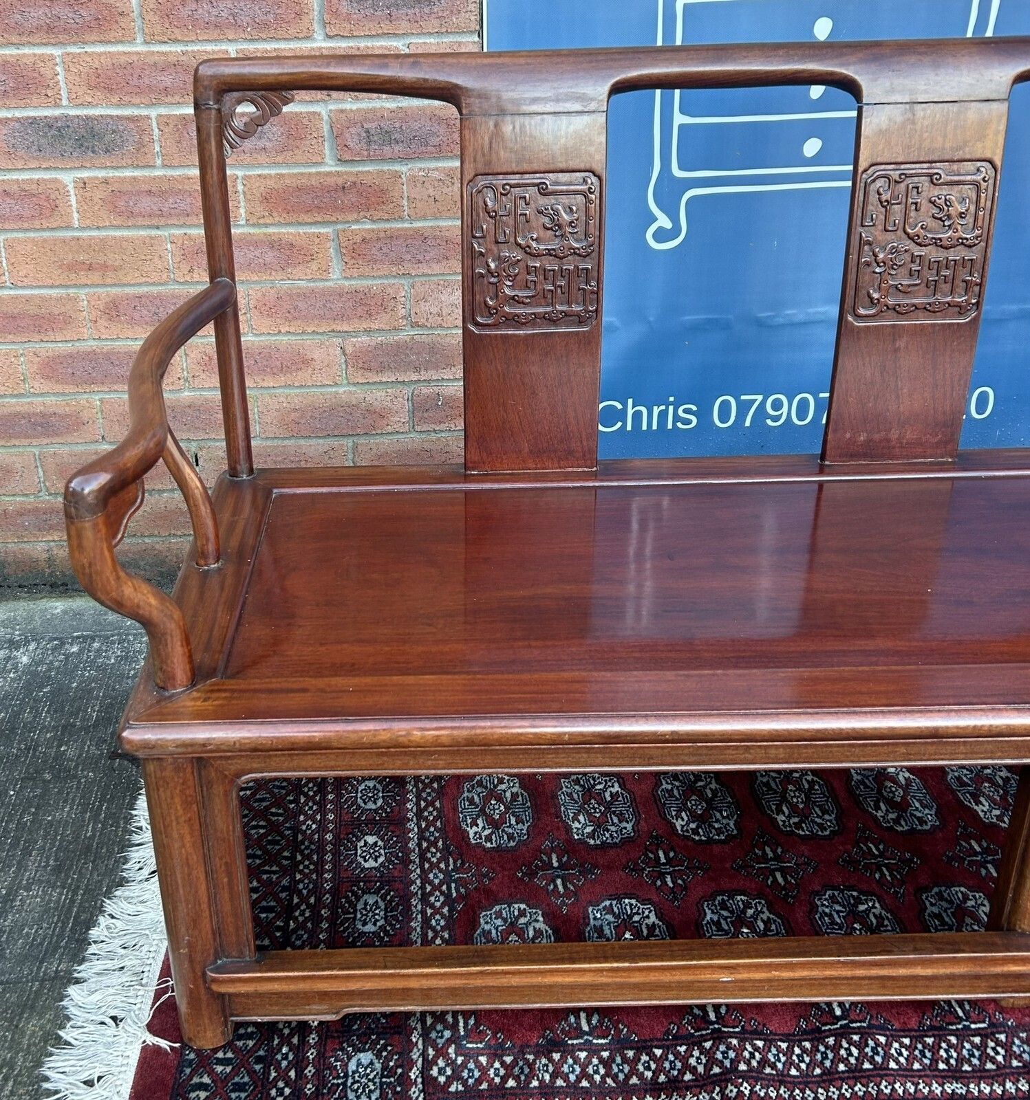 Quality Ming Style Chinese Oriental Rosewood Settle Seat Daybed Bench photo for sale