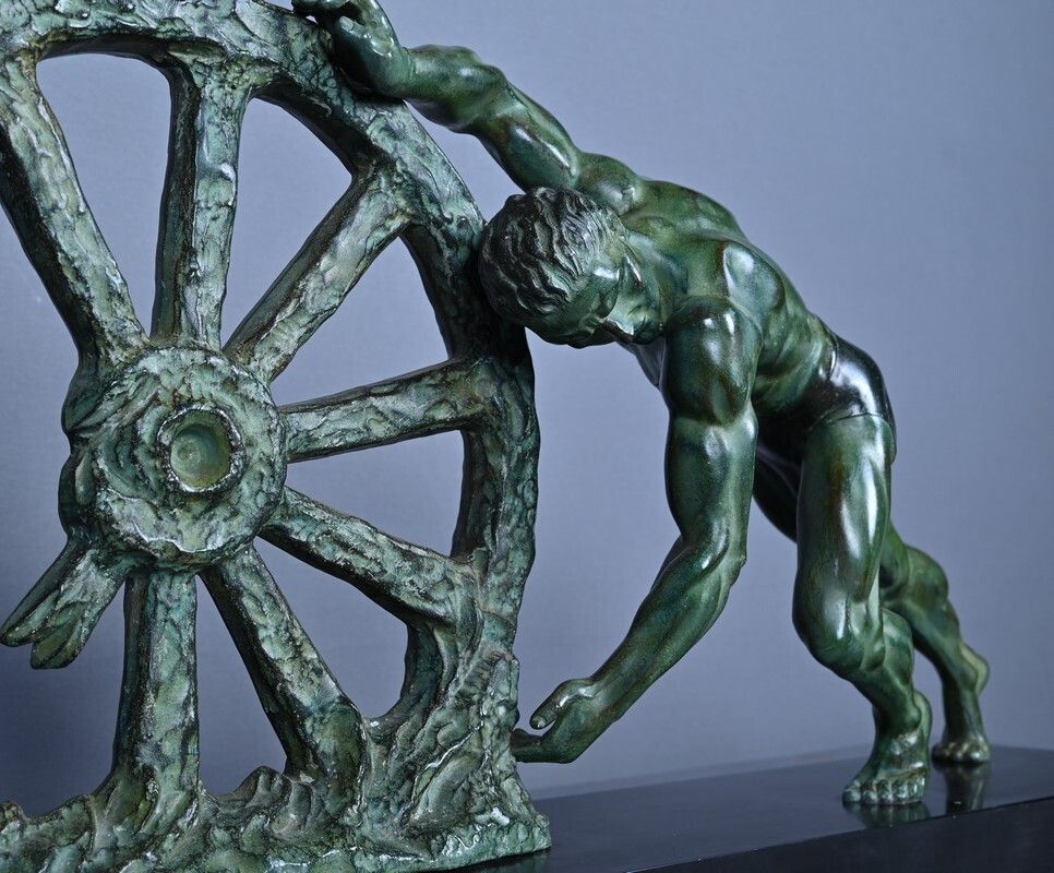 Important Bronze Sculpture "Allegory Of Strength", Art Deco – 1940 photo vintage