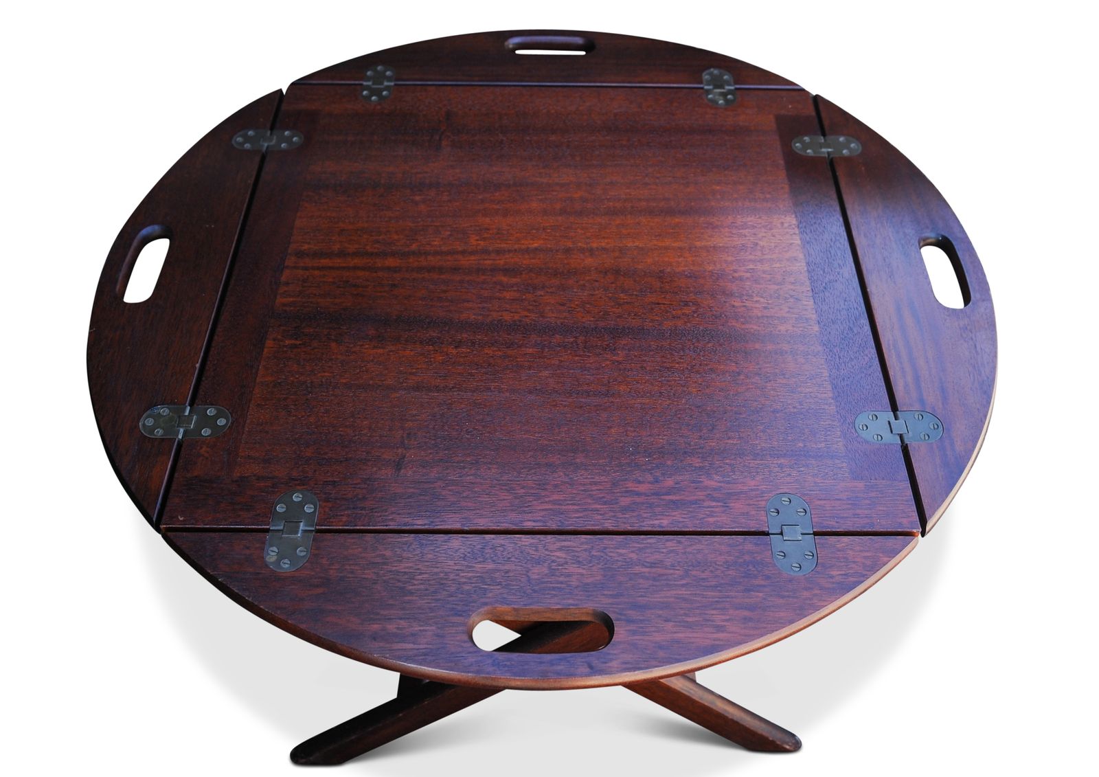 Furniture English Military Campaign Square Butlers Tray With Folding Stand photo