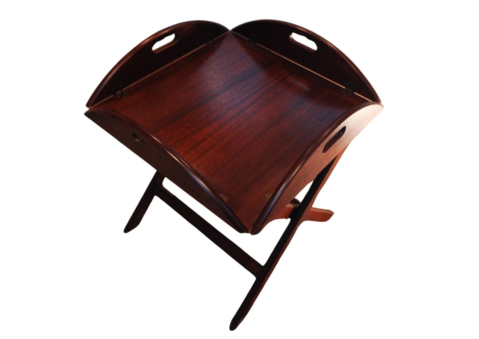 photo furniture English Military Campaign Square Butlers Tray With Folding Stand