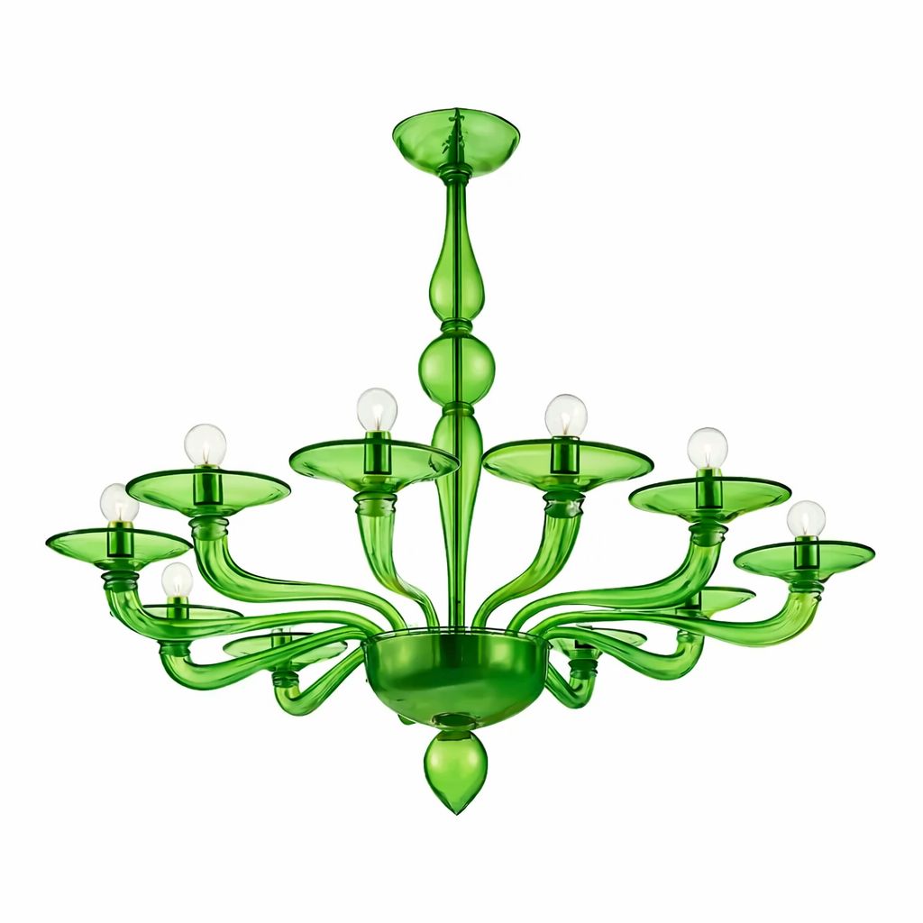Contemporary Italian Green Murano Style Glass Chandelier photo for sale