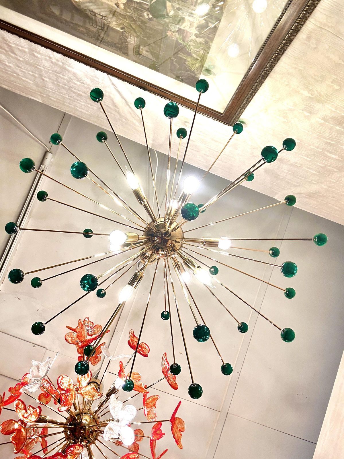 Contemporary Green “Star” Murano Glass Sputnik Chandelier photo 6261.0