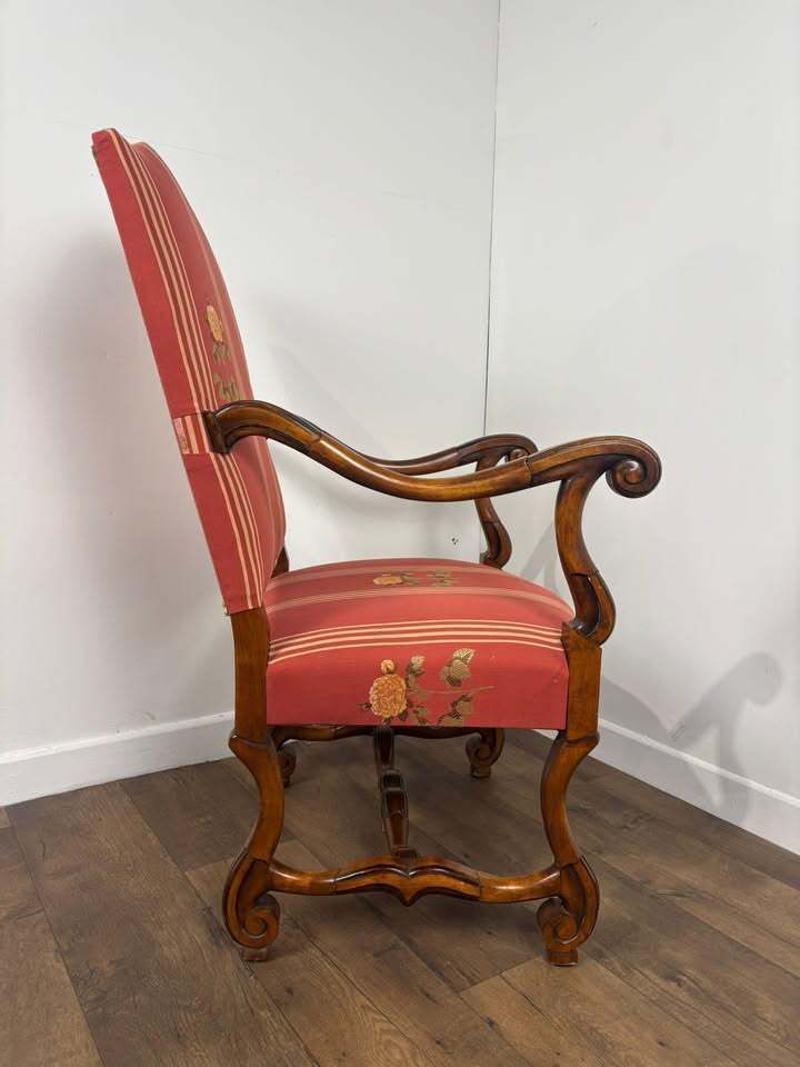 Furniture Victorian Style Reproduction Mahogany Upholstered Armchair photo