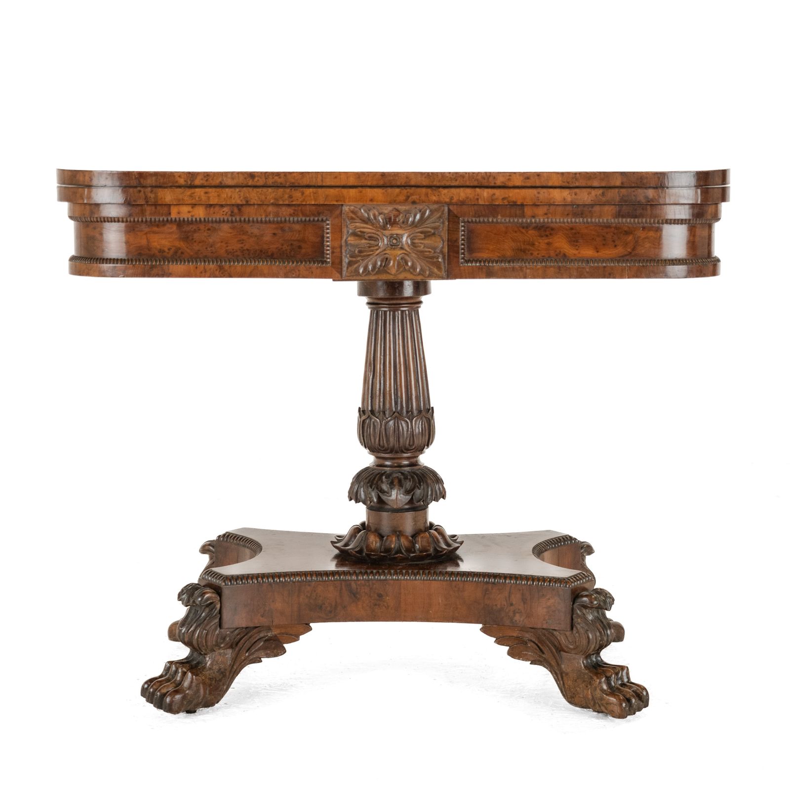 William IV Burr Yew Wood Card Table, C.1830