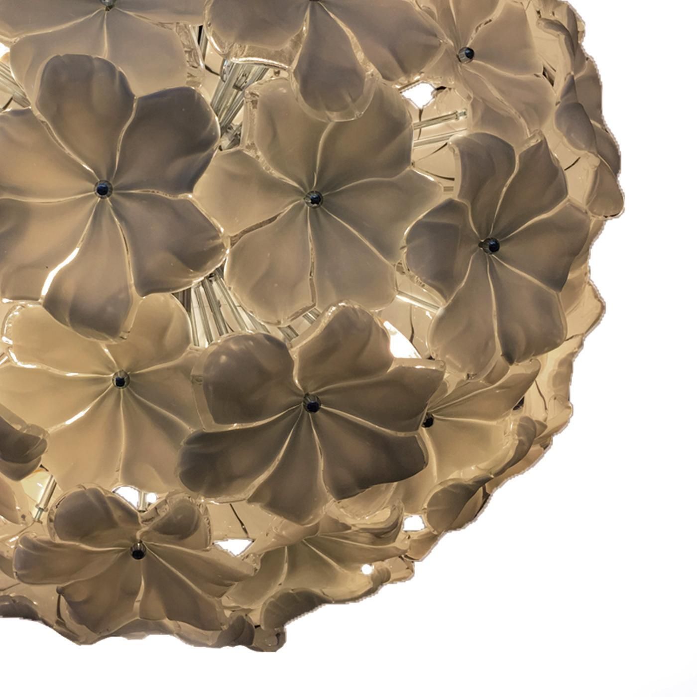 Venetian Beige Flowers Murano Style Glass Sputnik Chandelier photo Lighting