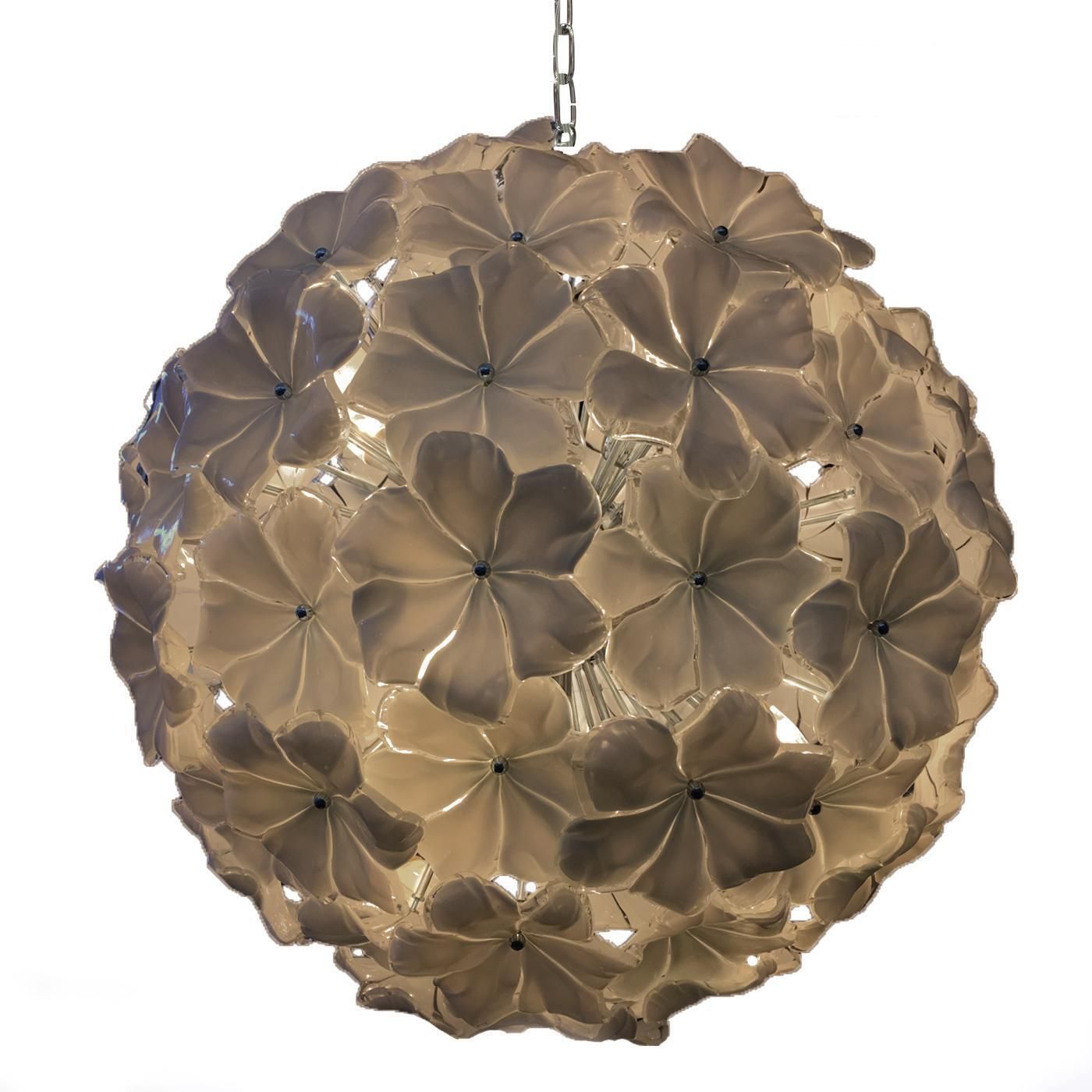 Venetian Beige Flowers Murano Style Glass Sputnik Chandelier photo 6262.0