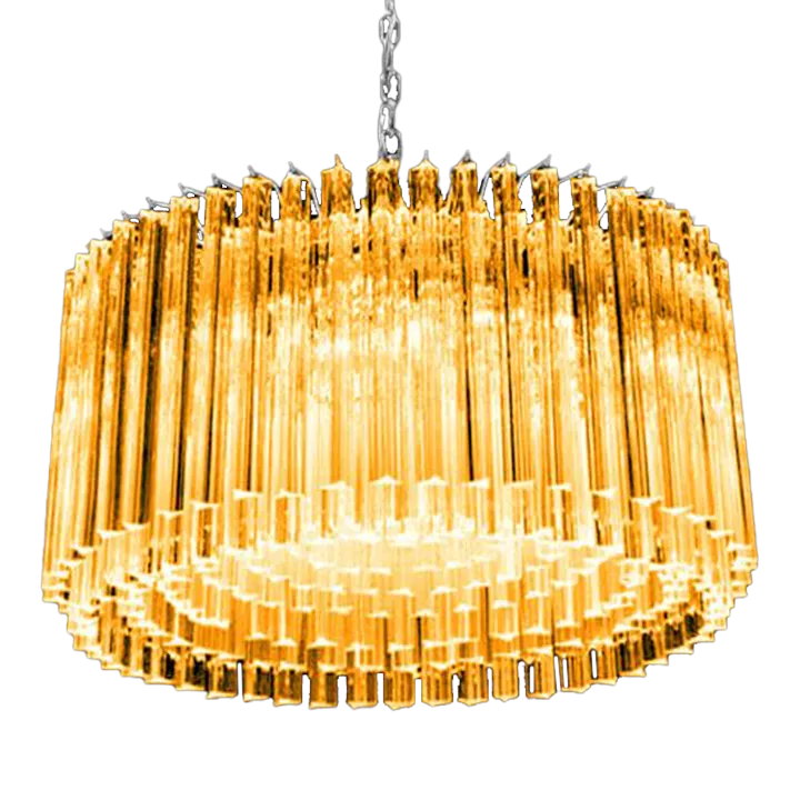 Mid Century Modern Italian Amber Triedro "Concava" Chandelier