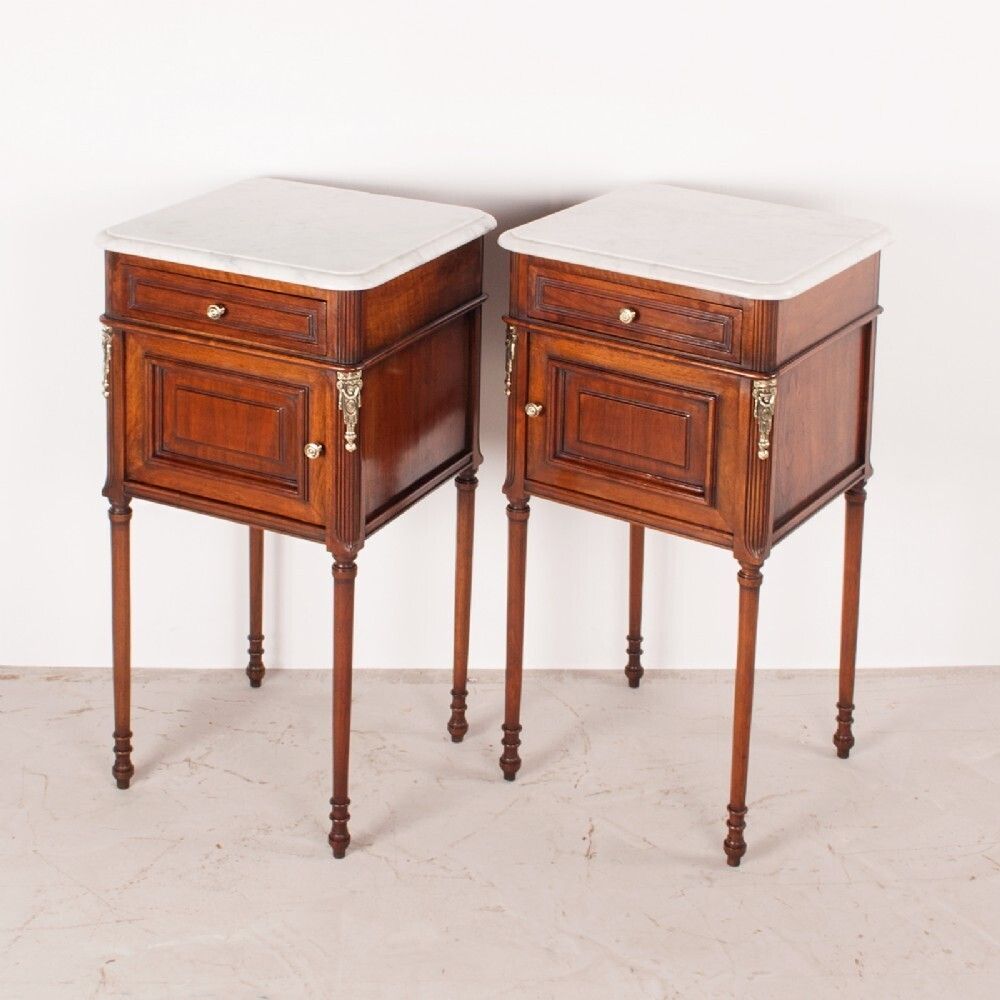 Pair Of French Walnut Bedside Cabinets photo Furniture
