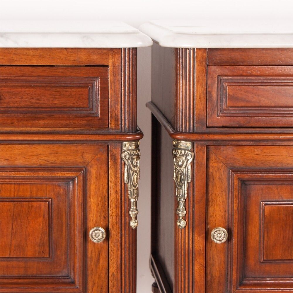 Furniture Pair Of French Walnut Bedside Cabinets photo