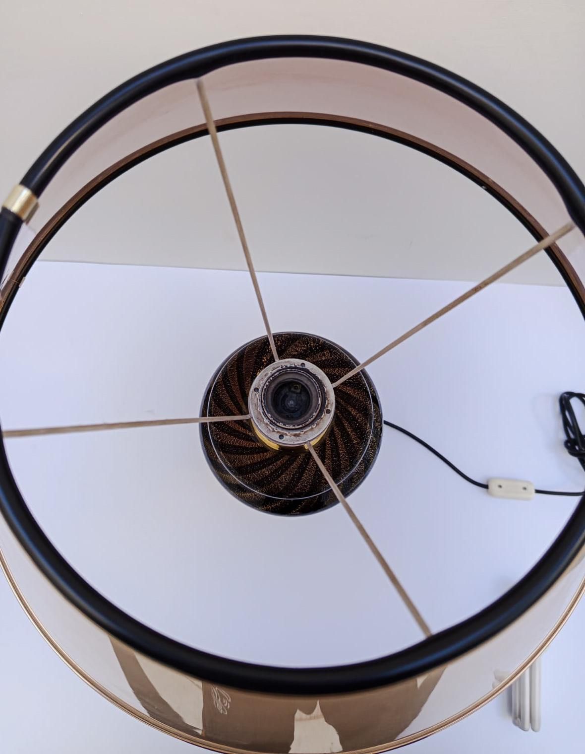537.0 Elegant Black Murano Glass Table Lamp With Gold Leaf, Designed By Tommaso Barbi In The 1970s. photo