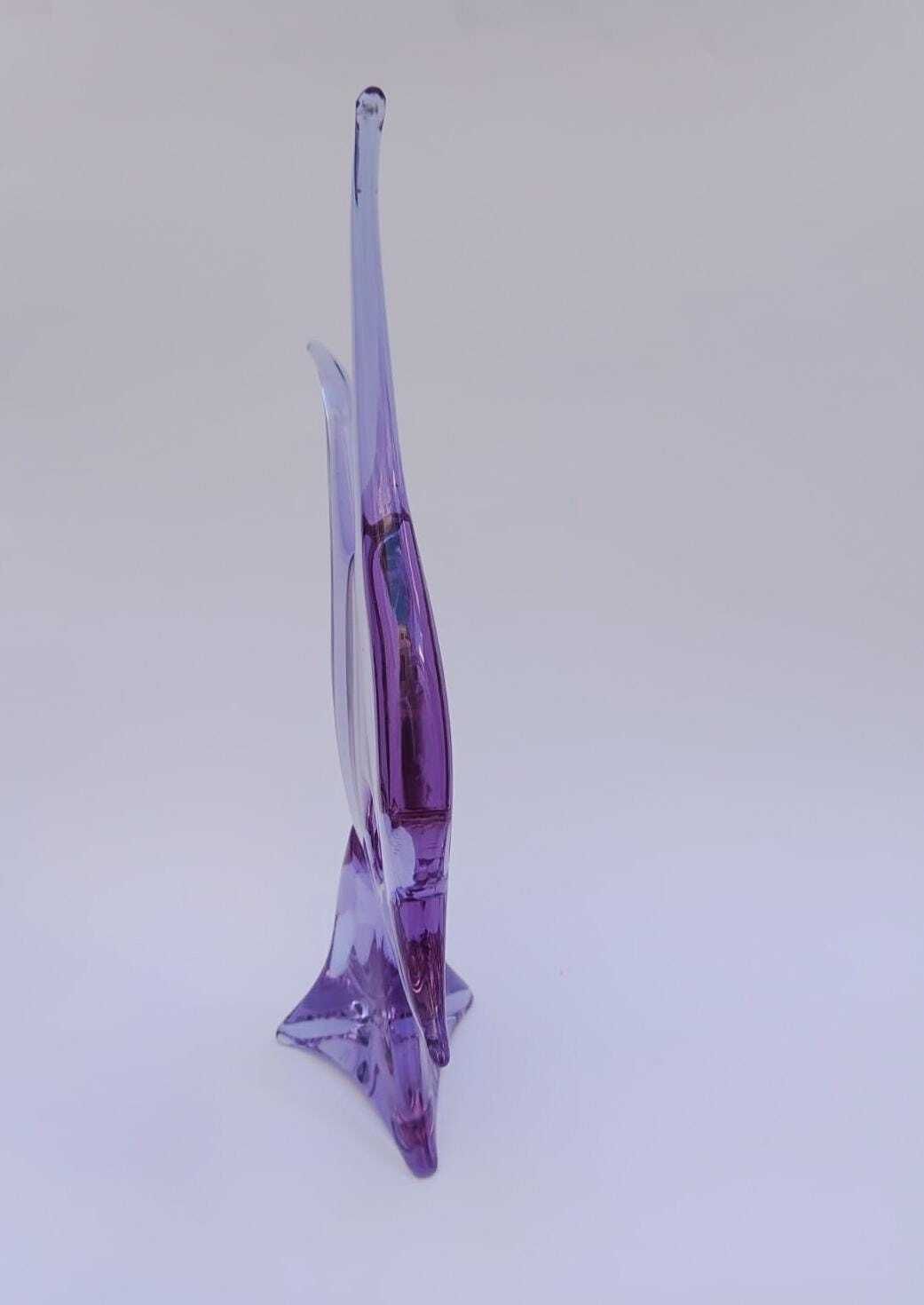 Large Murano Glass Sculpture Designed By Licio Zanetti, Alexandrite Fish, Vintage, 48 Cm photo vintage