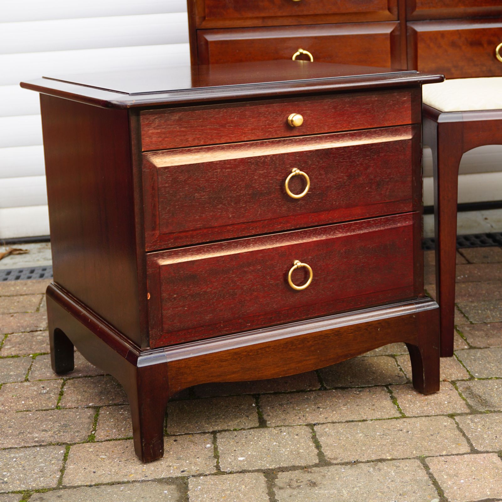 Stag Minstrel Bedroom Set Solid Wood Job Lot Bedside & Dressing Table And Lowboy Chest Of Drawers photo for sale
