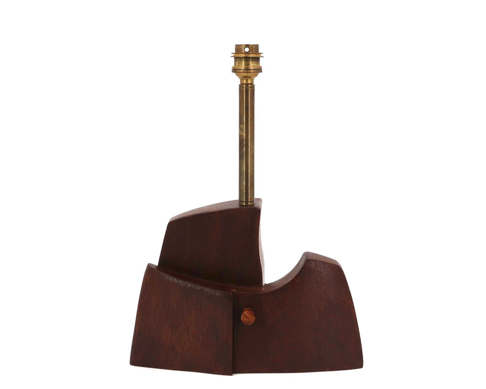 French Wooden And Brass Table Lamp Sculpture, 1950s / Vintage, Desk, Home Decor, France photo furniture
